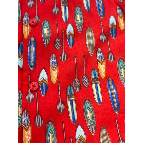 One Resolution Clothing Hawaiian Camp Shirt Red Surfboards Paddles Button Up XL - Picture 2 of 4